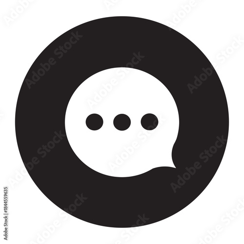 Illustration Vector of  Chat Speech bubble with three dots icon | Circle Glyph Icon