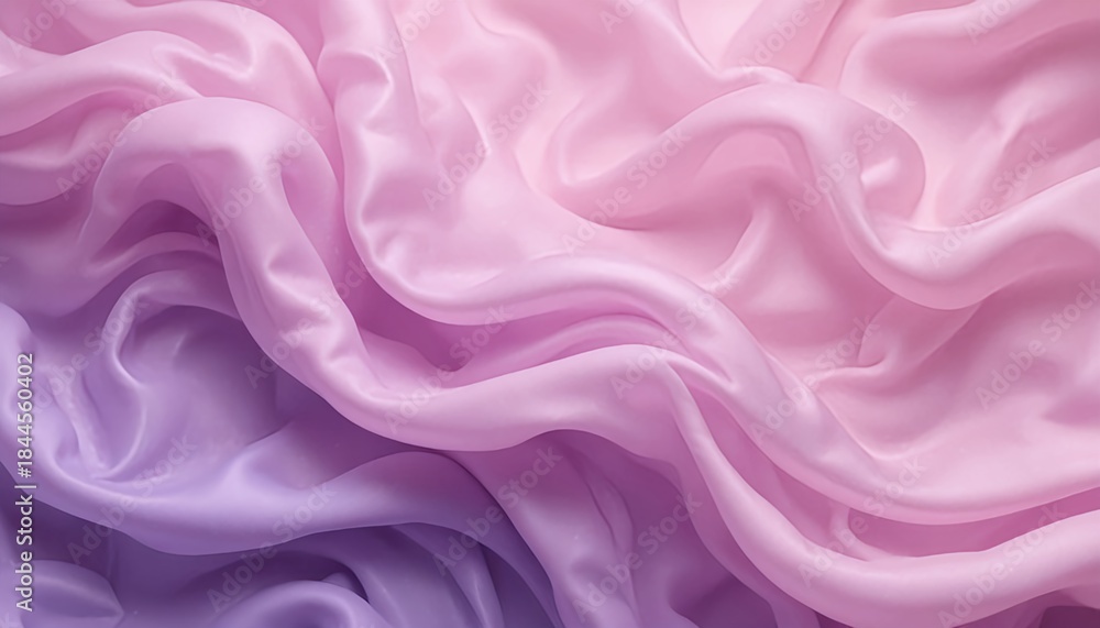 Obraz premium Pastel pink and lavender flowing fabric texture, smooth silky waves, abstract feminine luxury background