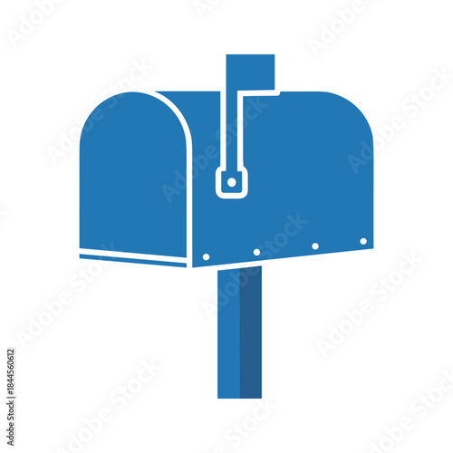 Blue mailbox icon on white background