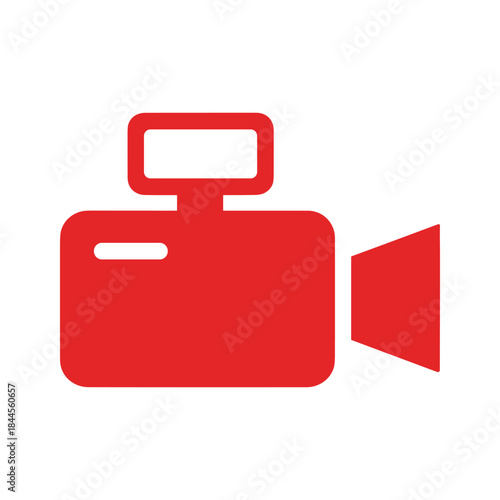 Red video camera icon on white background