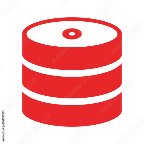 Red cylindrical object with white stripes
