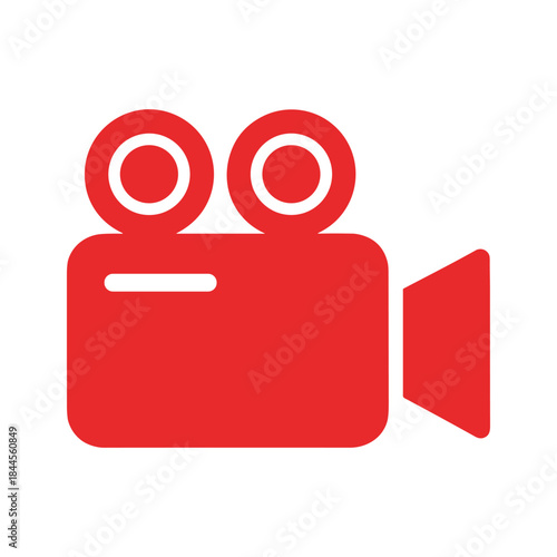Red video camera icon on white background
