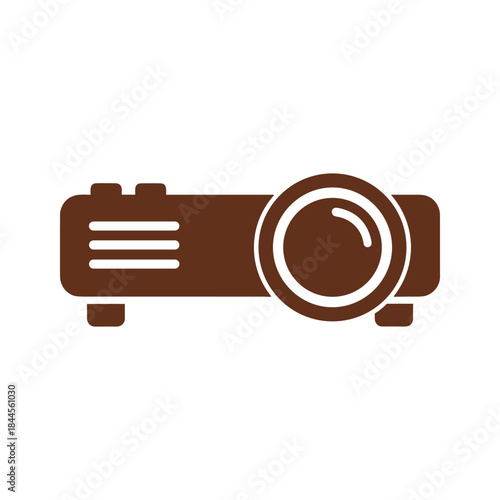 Brown projector icon on white background
