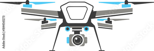 Quadcopte Drone with Camera Vector Illustration for Aerial Photography