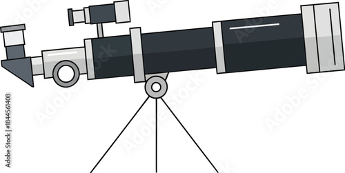 Astronomical Telescope on Tripod Vector Illustration