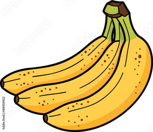 Bunch of Ripe Yellow Bananas Vector Illustration