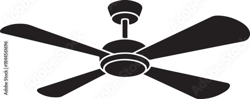 Clean silhouette vector illustration of ceiling fan