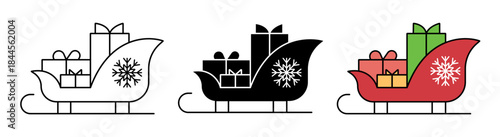 Festive Christmas Sleigh Filled with Gifts.