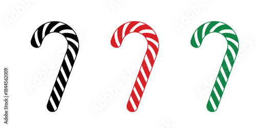 Christmas peppermint candy cane with stripes flat icon for apps and websites.