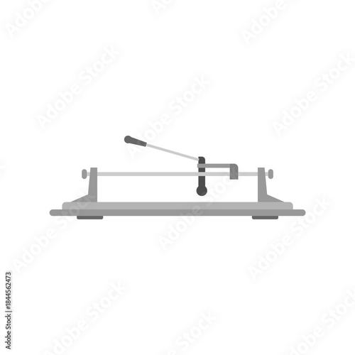manual tile cutter tool for scoring and snapping ceramic floor tiles, flat design vector illustration.a manual equipment for cutting tiles with a wheel blade, used in construction and repair jobs