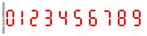 Digital clock numbers set for calculators or electric digits from 0 to 9 for clocks or electronic meters Vector stock illustration