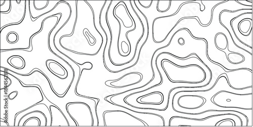 Black and white abstract line art pattern with thick, bold, organic wavy lines and irregular shapes creating a striking and minimalist graphic design element