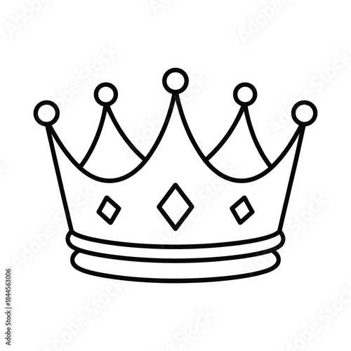 Simple Outline Crown Drawing for Coloring Book or Icon