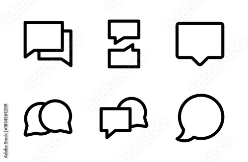 Modern speech bubble icon collection featuring clean communication symbols designed for chats messages discussions and professional digital interaction projects