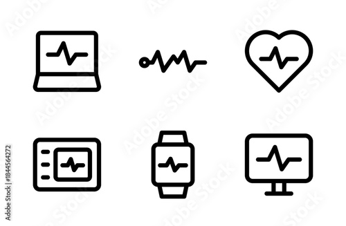 Dynamic Heart Rate icon set for medical apps, fitness trackers, dashboards and UI design
