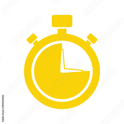 Simple yellow stopwatch icon on white background