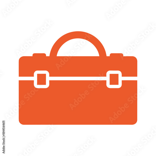 Simple orange briefcase icon on white background