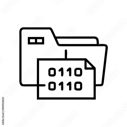 Data folder with binary code and document icon concept of icons  