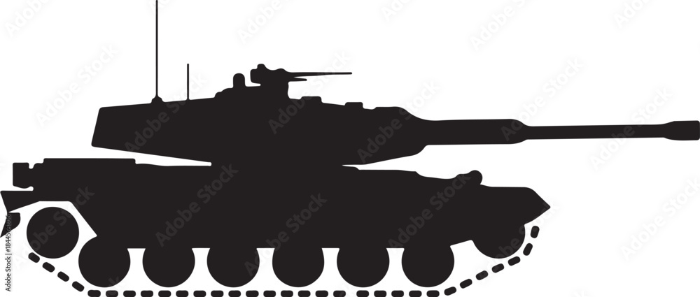 Obraz premium Military tank logo silhouette vector illustration, battle tank silhouette vector