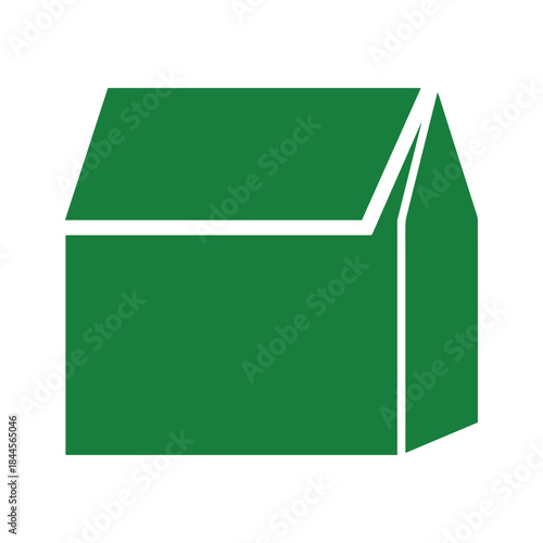 Simple green box icon with open flap