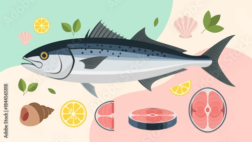 Healthy seafood cuisine featuring fresh tuna fillets with citrus and herbs