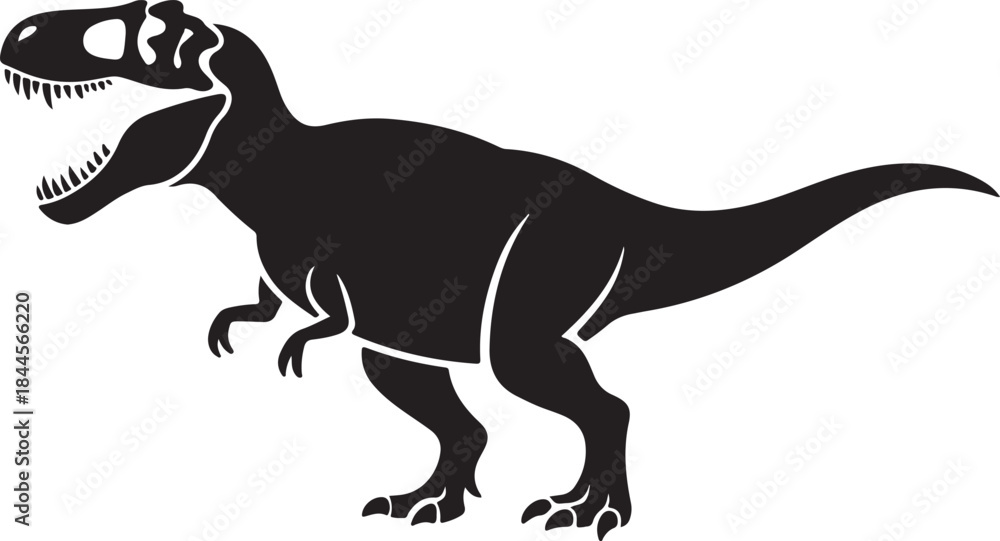 Fototapeta premium Tyrannosaurus rex skeleton silhouette vector illustration