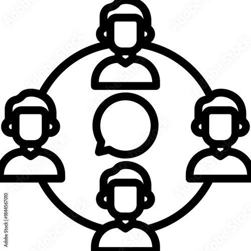 Collaboration,  organization, trust, social, collaboration, people, dea sharing, crowdsourcing, knowledge exchange, brainstorming, partnerships, research, outline icon vector design illustrator