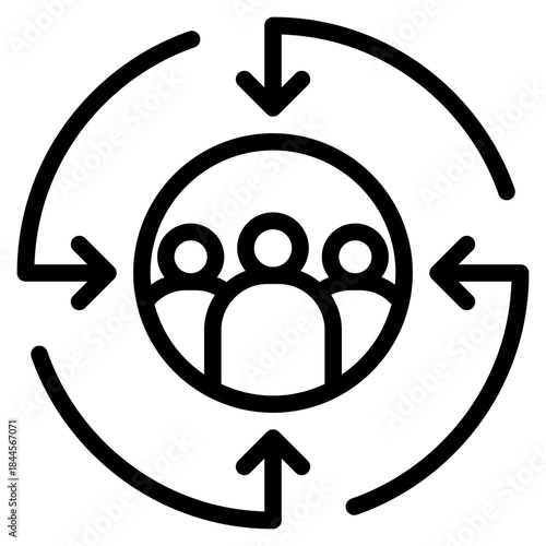 Collaboration,  organization, trust, social, collaboration, people, dea sharing, crowdsourcing, knowledge exchange, brainstorming, partnerships, research, outline icon vector design illustrator