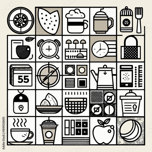 Collection of icons representing daily life and activities