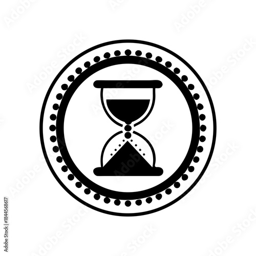 Elegant black and white hourglass vector icon for time management and deadline concepts.