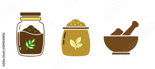 Herbal Powder Icon. The icon comes in black, while the background is white.

