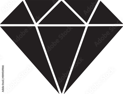 Abstract Geometric Diamond Icon, Bold and Minimal black and white vector illustration