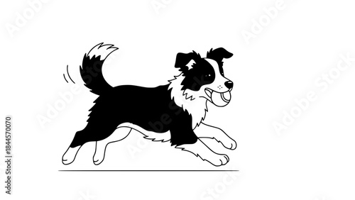 Playful puppy isolated, running with a ball in its mouth, flat vector style, joyful expression, clean background, soft pastel tones, perfect for pet care or children’s content