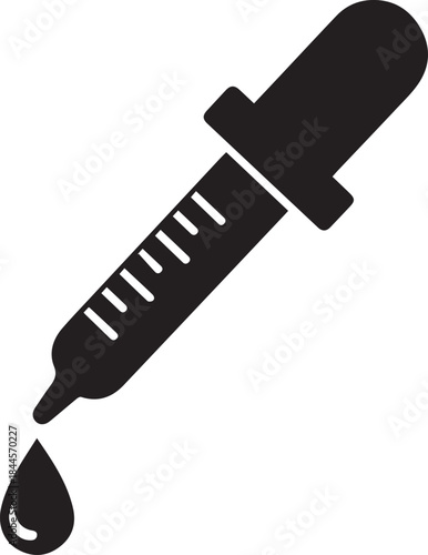 Graduated Medicine Dropper, Scientific black and white vector illustration