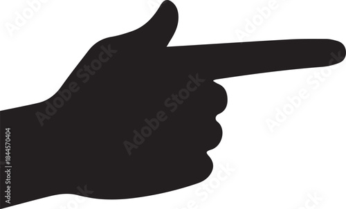 Hand making a pointing gesture, sharp and directive black and white vector illustration