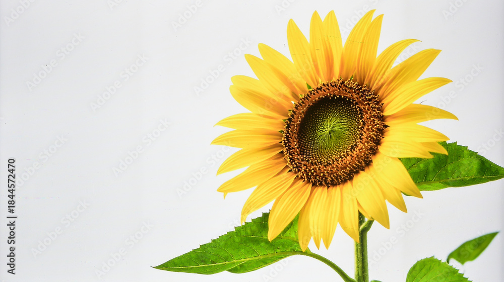 Obraz premium Beautiful Yellow Sunflower Bloom Isolated on White Background Representing Nature and Agricultural Concept