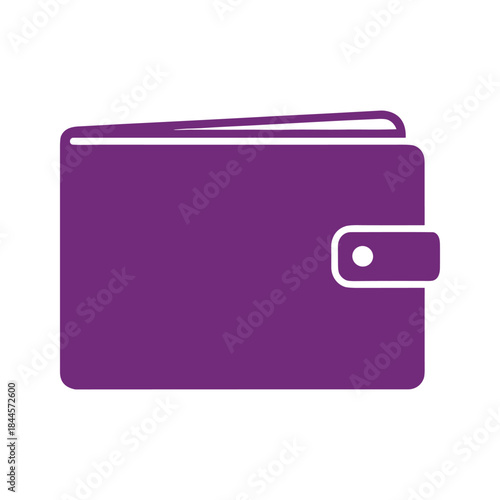Purple wallet with snap closure on white background