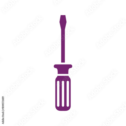 Purple screwdriver icon on white background