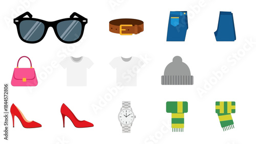 Collection of stylish fashion items and clothing essentials for everyday wear