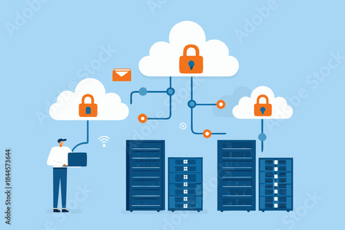 Secure cloud computing with data protection servers and a connected user