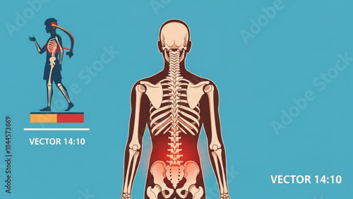 Human skeleton with highlighted abdominal muscles and internal organs visible