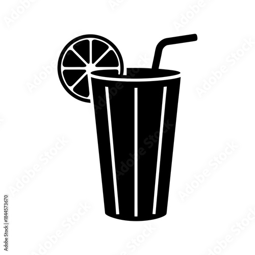 lemonade glass icon black silhouette vector illustration on transparent background