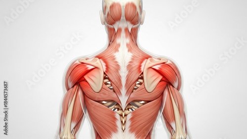 Human back muscles and skeletal system anatomy