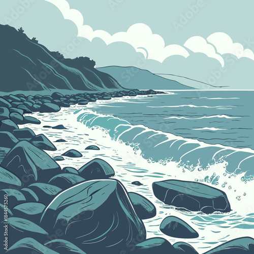 vector illustration of a tropical beach