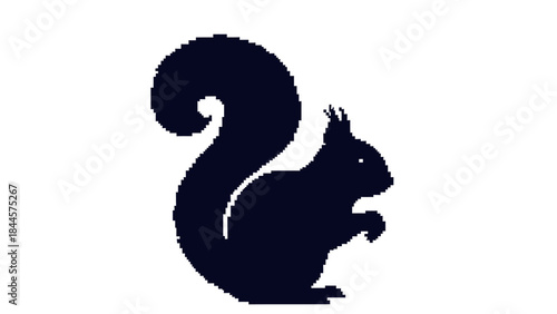 Silhouette of a Squirrel on a White Background - A Simple Graphic Representation