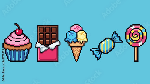 Pixelated Candy and Dessert Collection A Nostalgic Digital Treat