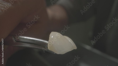 Precise laboratory work on tooth surface aesthetics, Artistic and meticulous ceramic shading applied during lab process