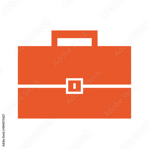 Orange briefcase icon on white background
