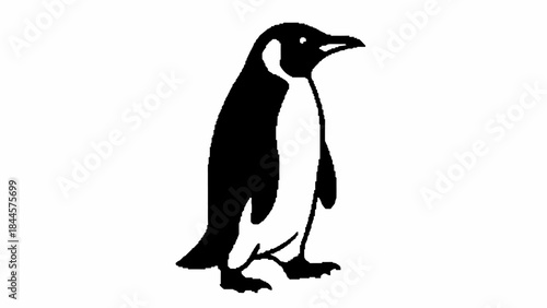 A Simple Black and White Vector Illustration of a Penguin Standing
