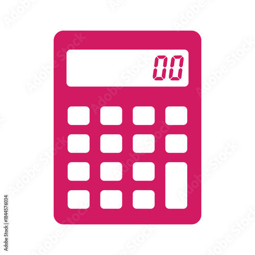 Simple pink calculator icon with zero display